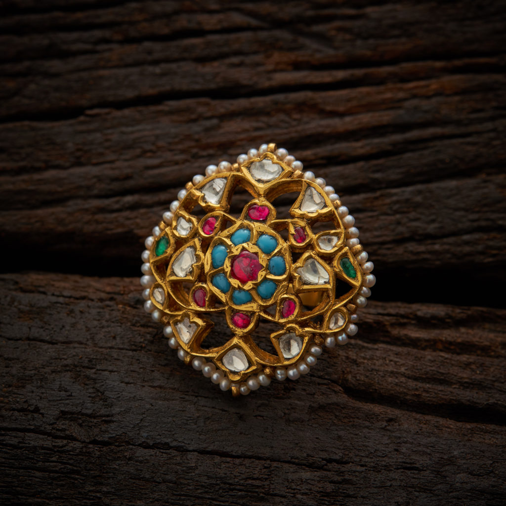 Antique gold and diamond ring - Navrathan