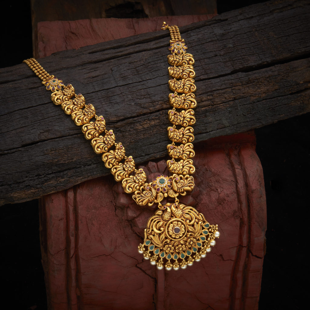 Beautiful Peacock Designed Gold Necklace