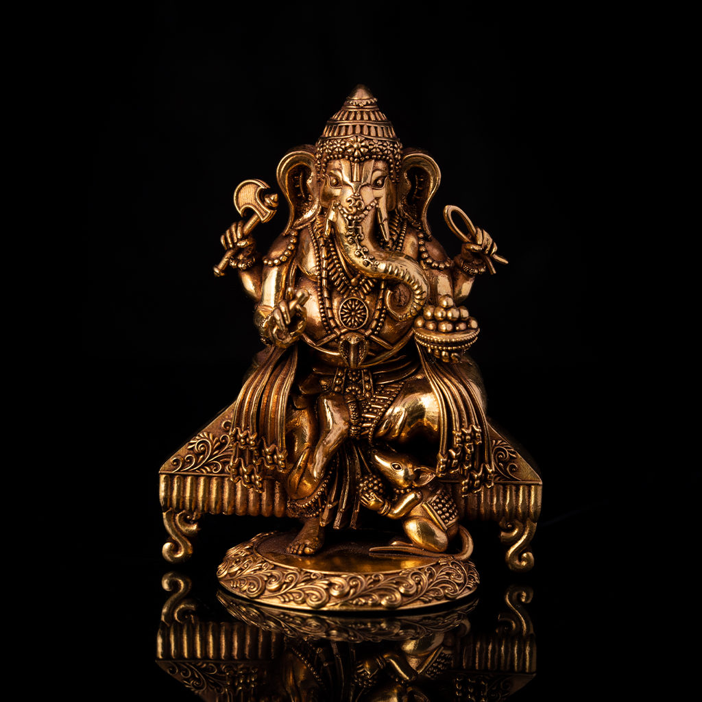 Ganesha Idol - Ganesha Gold Murti -  Gold God idol