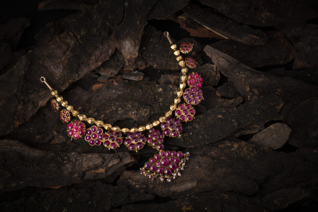 Pink Floral Gold Necklce - Colours of Navratri - Trendy jewellery