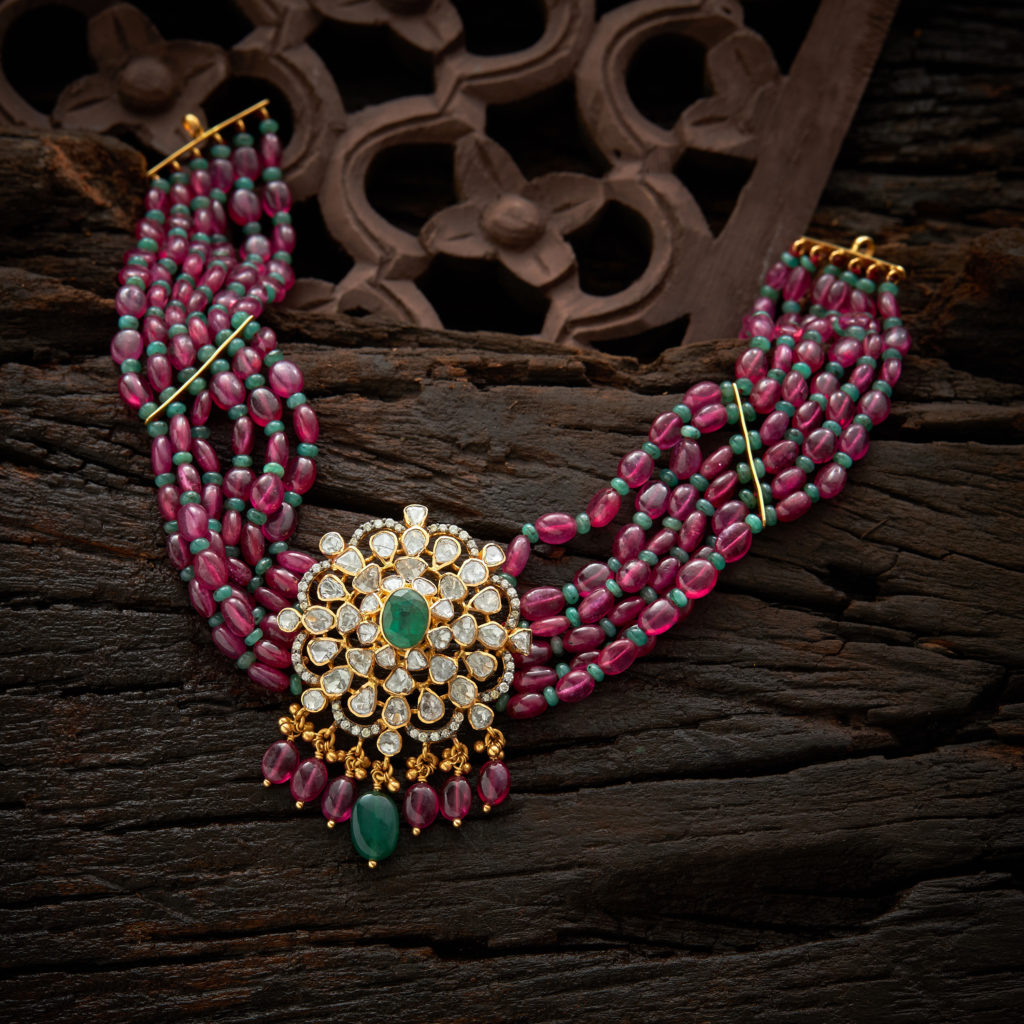 Purple Beaded and Kundan Necklce Jewellery - Colours of Navratri - Navratri new look