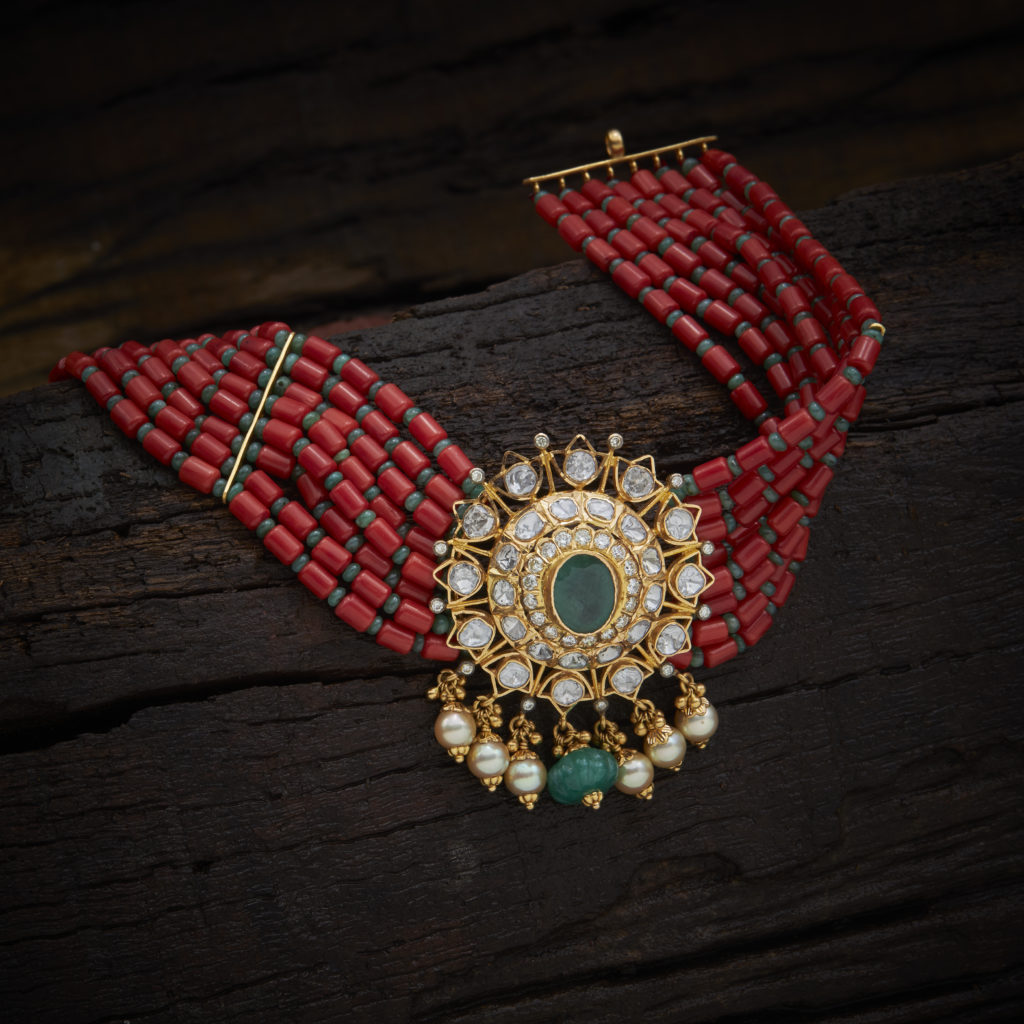Red Beaded Pearls and Kundan Necklace _ Latest Jewellery for Navratri