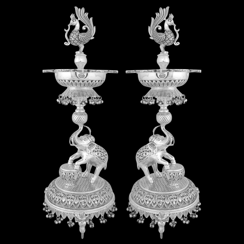 Silver Pooja Material - Antique Silver Lamp