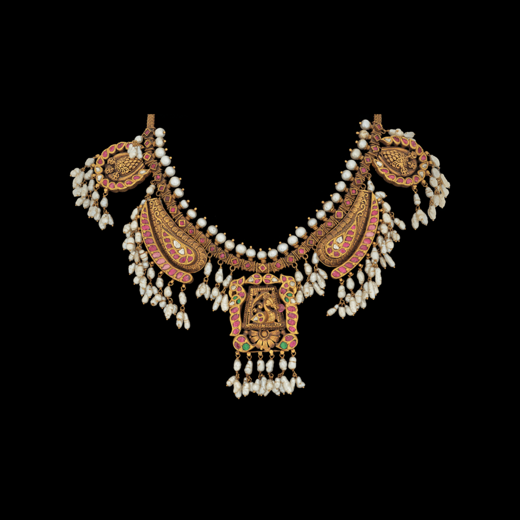 Antique Ruby Gold Temple Necklace - Antique Jewellery Designs