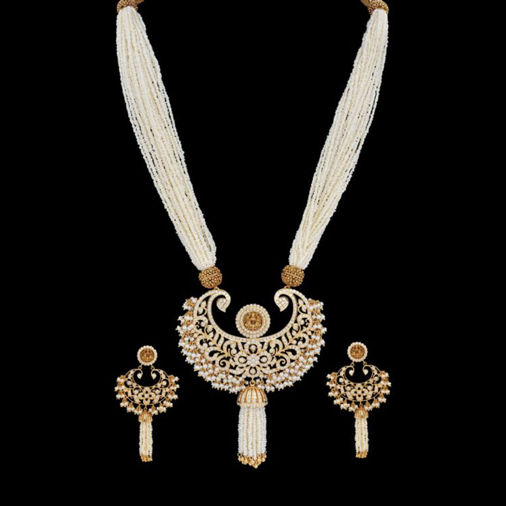 Diamond And Pearl Necklace Set Designs - Latest Diamond Jewellery Designs