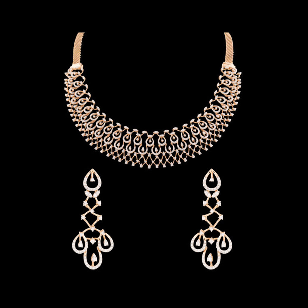 Gold and diamond necklace set designs - Uncut Diamond Jewellery Designs