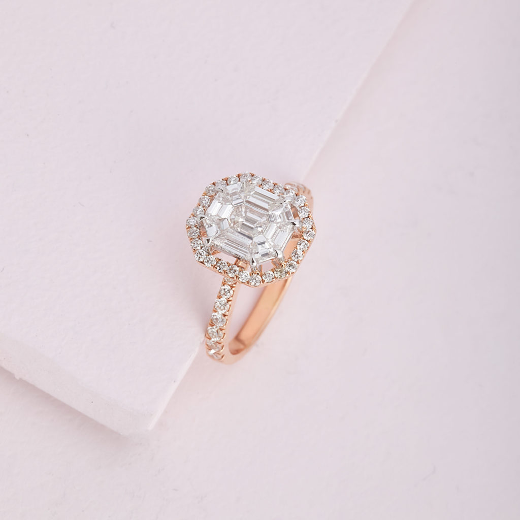 Hexagon Diamond Ring - Diamond Wedding Ring Designs - Latest Diamond Jewellery Designs