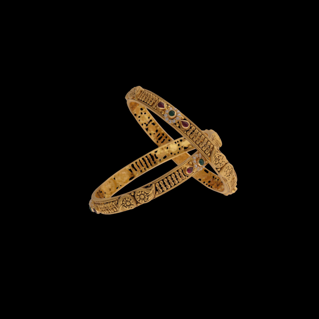 Indian Traditional Antique Gold Bangles - Antique gold jewellery designs