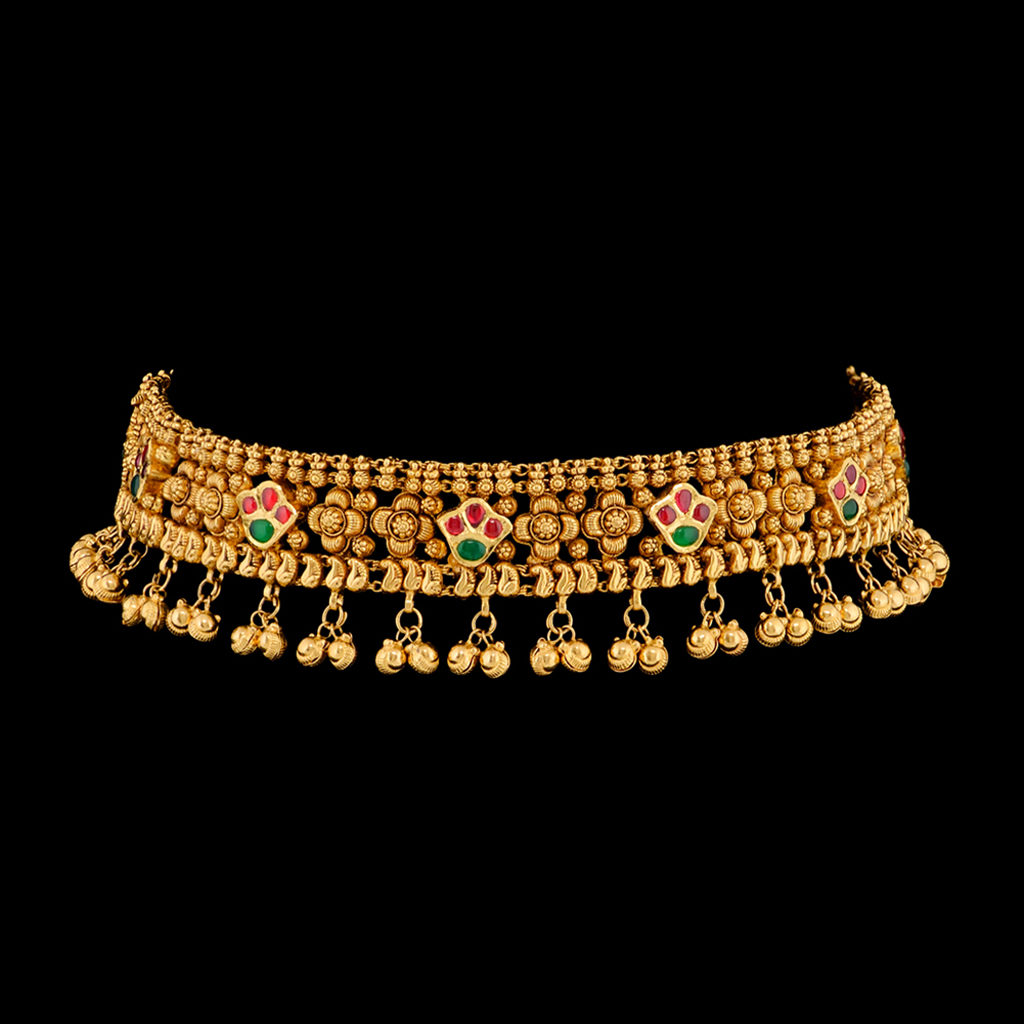 Kundan Choker - Polki Kundan Gold Jewellery Designs