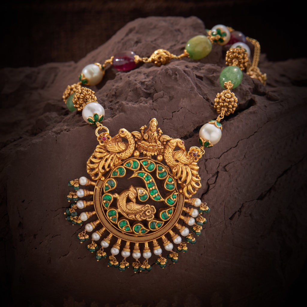 Meenakari - Antique Temple Necklace - Antique Jewellery Designs