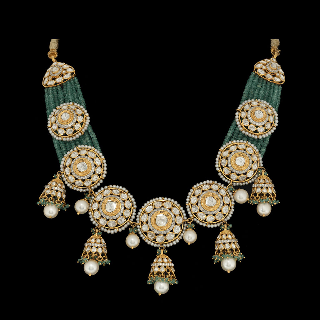 Royal Polki Jhumka Style Necklace - Unique Jewellery Designs