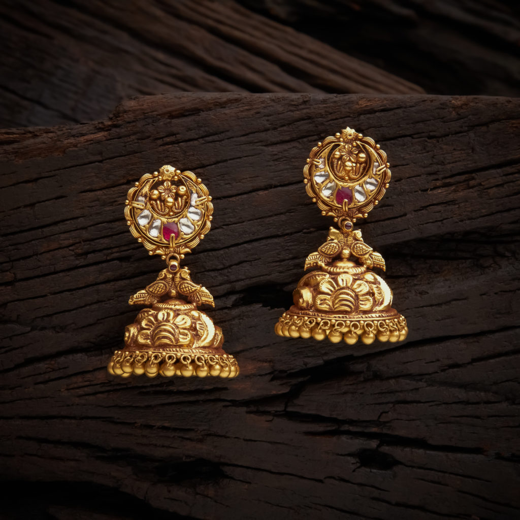 Royal earrings with precious gems - Antique Gold Earrings