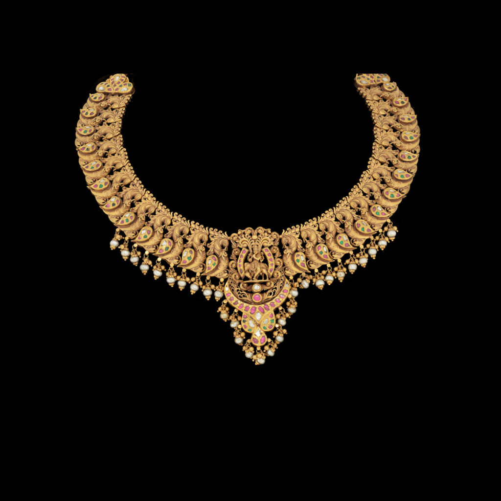 Traditional Indian Gold Temple Antique Necklace- Antique Gold Necklaces