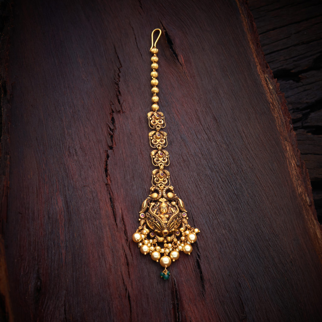 Traditional temple maangtikka - latest wedding jewellery - Antique temple bridal jewellery