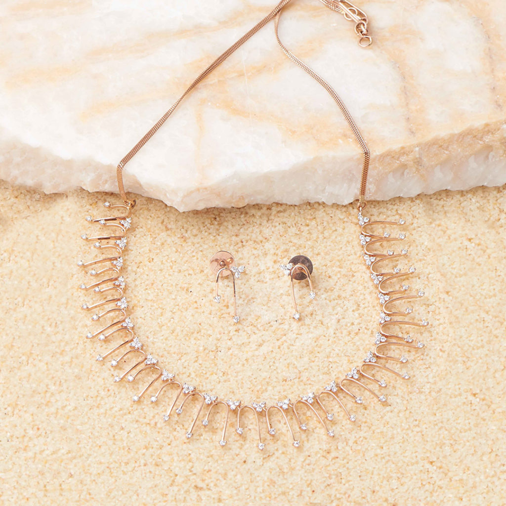 Shinning Diamond Necklace Set-Diamond Jewellery Designs
