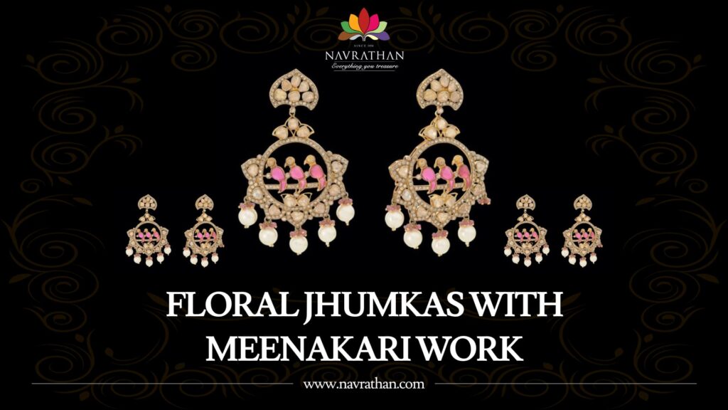 Floral Jhumkas with Meenakari Work
