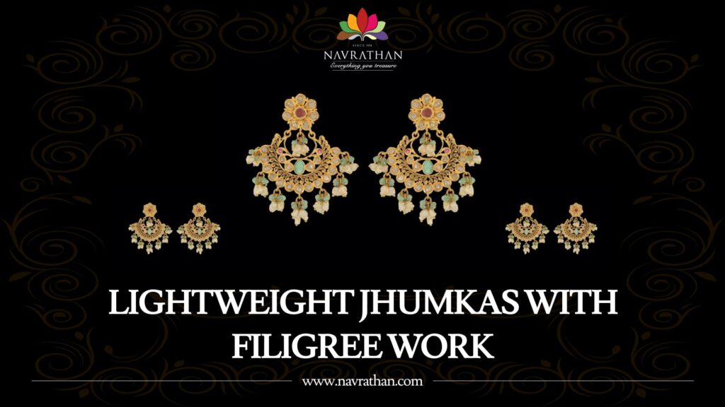 Lightweight Jhumkas with Filigree Work
