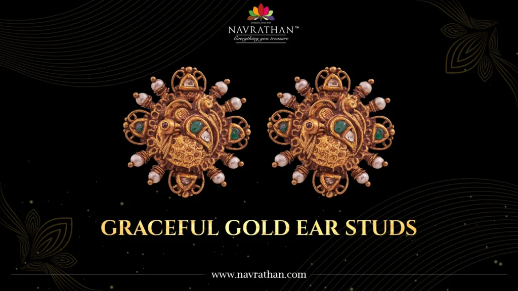 Graceful Gold Ear Studs 
